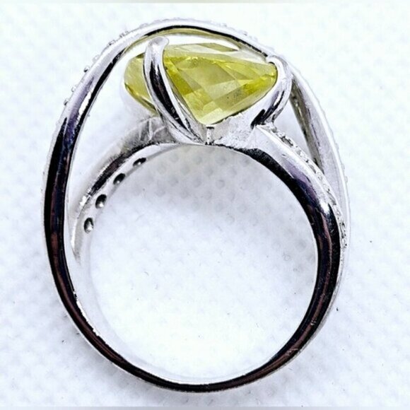 Yellow Simulant Sapphire Cable Silver Tone Fashion Ring - Picture 9 of 11